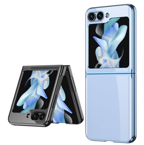 Image of BOUNCEBACK Slim Electroplated Transparent Case /Cover for Samsung Galaxy Z Flip5 / Case Cover for Z Flip 5 - (Clear Blue | Polycarbonate)