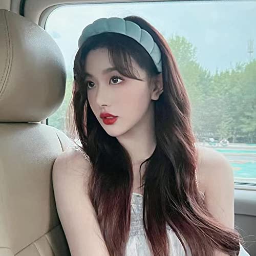 Uchyius Headbands Women Hair Head Bands, Padded Fabric Hair Bands Wide Velvet Non Slip Headband Hair Accessories for Women Girls, Blue