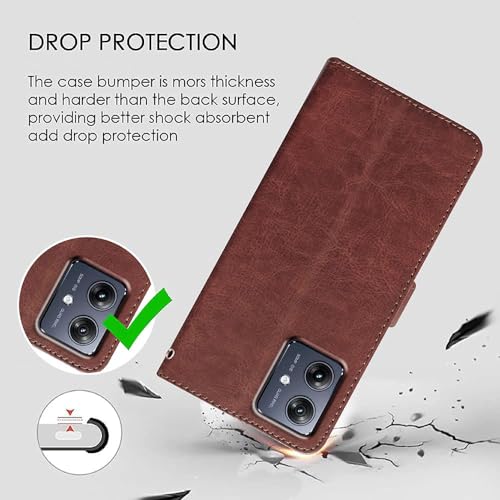 Image of Amazon Brand - Solimo Flip Leather Mobile Cover (Soft, Flexible & Kickstand Back case) Compatible for Motorola Moto G54 5G / G54 Power 5G / G64 5G / G55 5G (Brown)