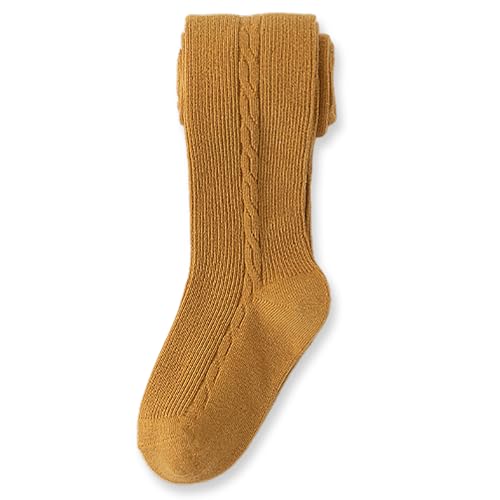 Toddler Cable-Knit Tights – Soft Stretch Cotton Blend Seamless Tights for Girls