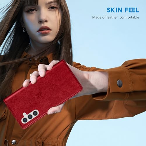 Image of ZZXX for Galaxy S23 FE Wallet Case Strong Magnetic 6.4 inch,Red