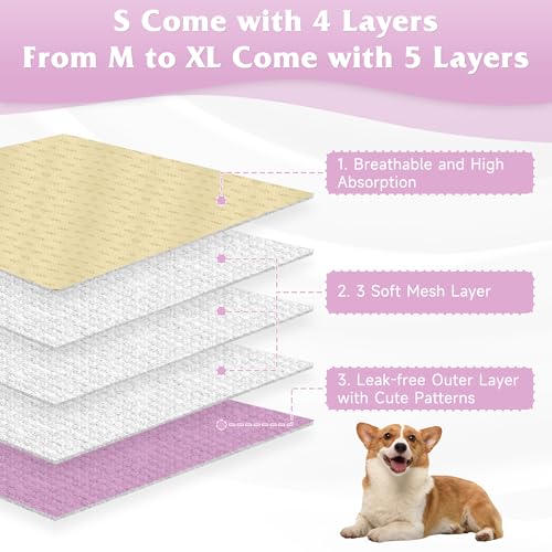 Image of Dog Diapers Female 5pcs,Reusable Dog Doggie Puppy Doggy Diapers Female, Period Panties in Heat, Tiedye, Small
