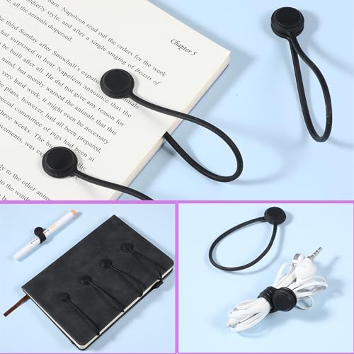 Lusofie 10 PCS Magnetic Cable Ties Reusable Silicone Magnetic Cord Ties Cable Organizer for Organizing, Bookmark Whiteboard Fridge Magnets