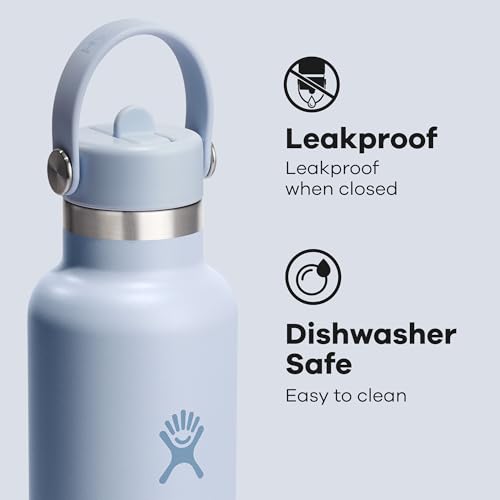 Image of Hydro Flask Water Bottle - Insulated Stainless Steel - Straw Lid, Non Spill, Leakproof 24 Oz Surf Blue