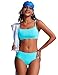 CRZ YOGA Mid Waisted Bikini Bottoms for Women - Full Coverage Bathing Suit Swimsuit Basic Swim Briefs Turquoise Large