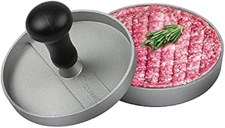 GOURMEO Prasa do burgerów z odlewu aluminiowego z powłoką zapobiegającą przywieraniu + 50 arkuszy papieru nieprzywierającego  prasa do hamburgerów, prasa do hamburgerów, prasa do hamburgerów