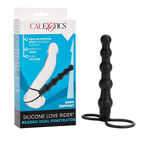 California Exotic Novelties Silicone Love Rider Beaded Dual Penetrator Attacher Noir