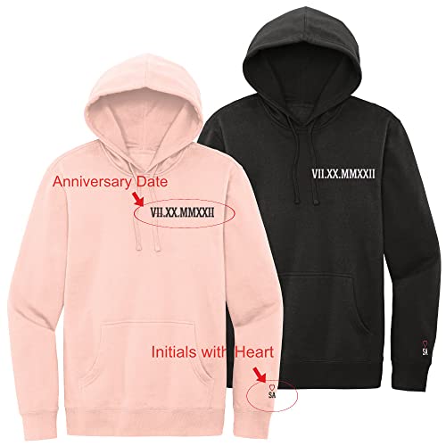 Matching Hoodies for Couples BF and GF, Personalized Embroidered Roman Numerals Hood, Sudaderas Para Parejas de Novios Igueales, Sudaderas Para Mujer2