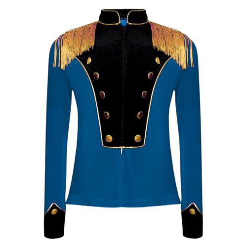 Choomomo Girls Circus Ringmaster Jacket Drum Majorette Uniform Long Sleeve Fringe Tassel Zipper Top