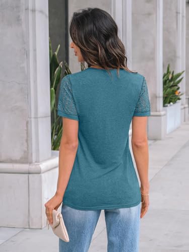 AUTOMET Women's Short Sleeve Shirts Dressy Lace Summer Tops 2026 Spring Trendy Casual T-Shirts Cute Work Outfits Blouses