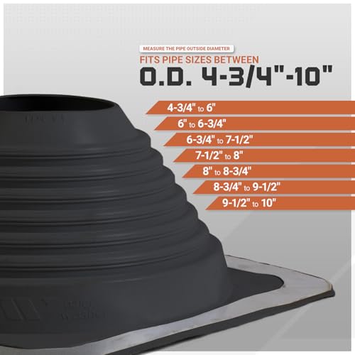 Image of Fasteners Plus #6 Square EPDM Metal Roof Pipe Flashing Boot