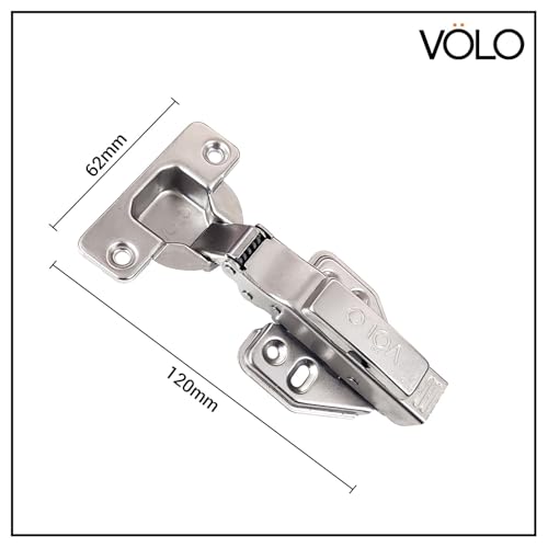 Image of VOLO Cabinet Hinges, Set of 1 (2 Pieces) for Furniture, Wardrobes, Doors, and Storage Units | (2D Soft Close (Mild Steel), 0 Crank | Full Overlay)