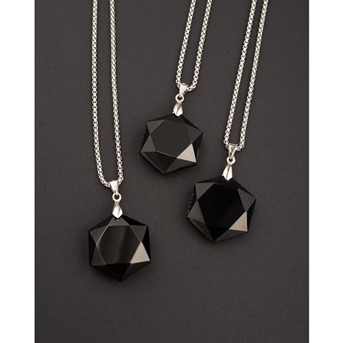 Genuine Obsidian Hexagram Star Necklace Healing Crystal Pendant, Adjustable Natural Gemstone Necklace Reiki Quartz Jewelry for Men Women3
