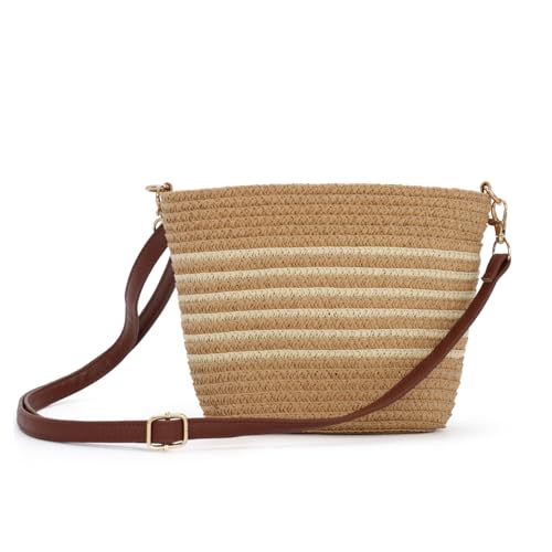 EVEOUT Small Straw Crossbody Bag Women Girl Summer Boho Cute Raffia Woven Basket Shoulder Bag for Beach Holiday