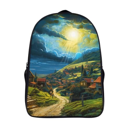 Mochila infantil para colegio y viaje Villages con dibujo 3D relieve y capa de lluvia