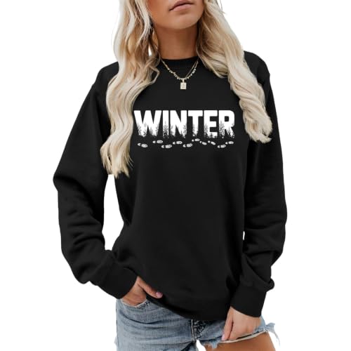 Winter Sweatshirts for Women Vintage Winter Snow Forest Graphic Shirt