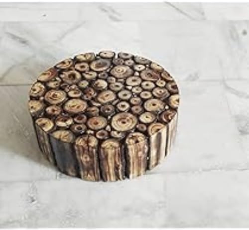 Image of Well Polished and Furnished end Table /Stool with Antique Polish Multipurpose Coffee Stand Table (Round Gitti, 12 Inches)