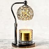 Solacea Candle Warmer Lamp with Timer, Candle Warmer Lamp with 2 Bulbs, Heat & Height Adjustable, Candle Warmer Compatible with Large Jar Candle, Candle Lamp, Home Decor (Black & Marble)