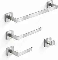 Kit Acessórios Banheiro 4 Peças Fosco Premium Inox 304 | Alta Durabilidade, Anticorrosivo, Fixação Segura (Prata)