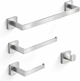Kit Acessórios Banheiro 4 Peças Fosco Premium Inox 304 | Alta Durabilidade, Anticorrosivo, Fixação Segura (Prata)