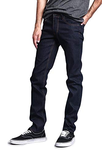 Mens Skinny Fit Unwashed Raw Denim Jeans DL9382
