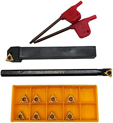 1/2" Lathe Threading Tool External/Internal Threading Holder SER 1212H11+ SNL 0008K11 Threading Holder with 11ER AG60 11IR AG60 Threading Inserts (SER1212H11+SNL0008K11+11ER AG60)
