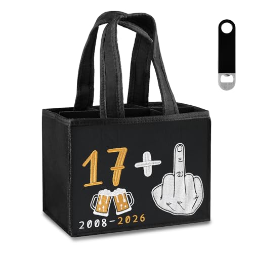 Belillpipi Geschenk 18. Geburtstag Junge biertasche, 2008 18 männerhandtasche bier mit Stickmuster, 18 Geburtstag Junge Geschenk für Bruder Freund Sohn, Flaschentasche 6 Flaschen mit Flaschenöffner