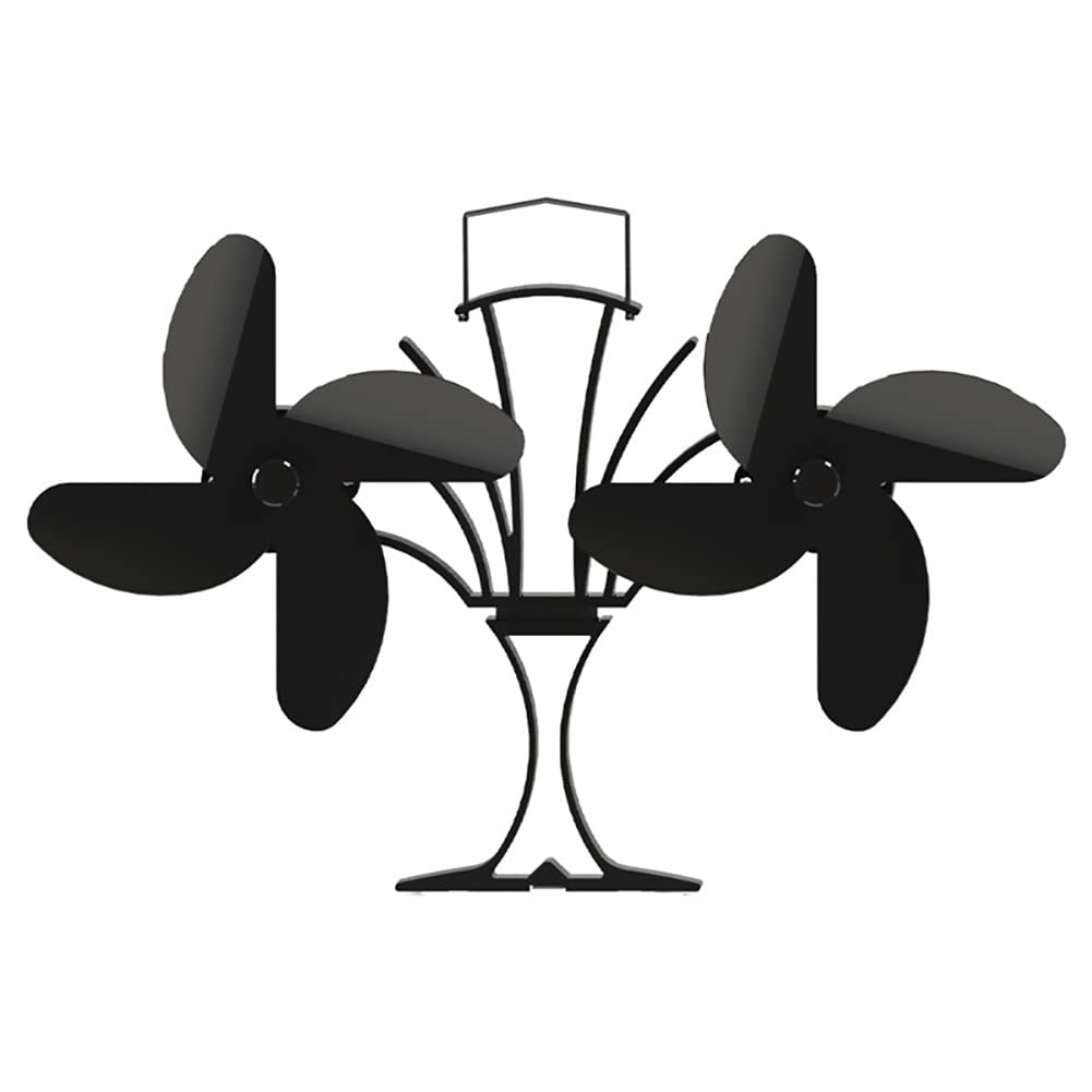 Ventilador para Estufa de leña, Ventilador de Quemador de leña de 8 Cuchillas silenciosas para Quemador de Madera, Doble Motor,Ventilador para Chimenea para Estufa de Gas/Pellet/Madera