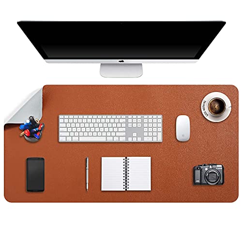 Buvard de bureau marron et gris pour organiser un espace de télétravail