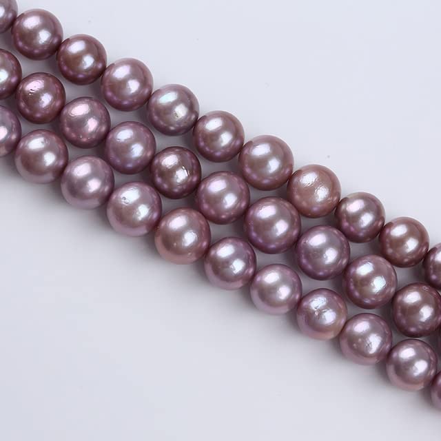 Davitu Natural 11-14mm Purple White Edison Freshwater Pearl Strands - (Color: Purple, Item Diameter: 11-14mm)