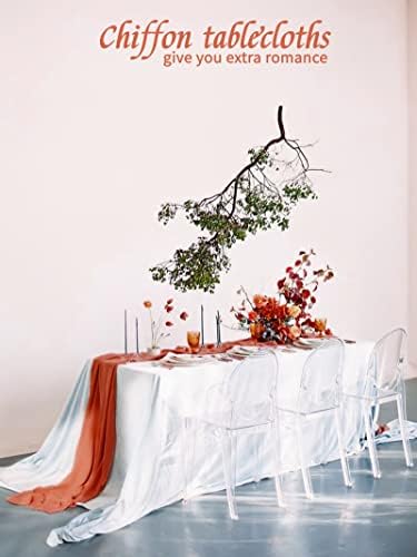 Showgeous 2 Pcs Chiffon Table Runner 28x120 Inches Romantic Wedding Runner 10ft Terracotta Sheer Chiffon Table Cover Dressing Table Runner for Wedding Birthday Party Bridal Baby Shower Decorations