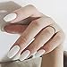 Fstrend White Fake Nails Medium Matte Ballerina Matte False Nails Full Cover Medium Square Coffin Acrylic Nail for Women and Girls
