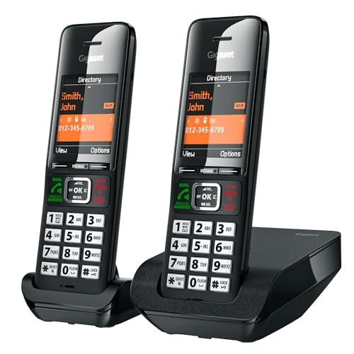 Gigaset Comfort 552 Duo - 2 teléfonos inalámbricos - Fabricado en Alemania - Diseño elegante - Modo manos libres - Protección de llamadas cómoda - Agenda telefónica para 200 entradas, titanio negro