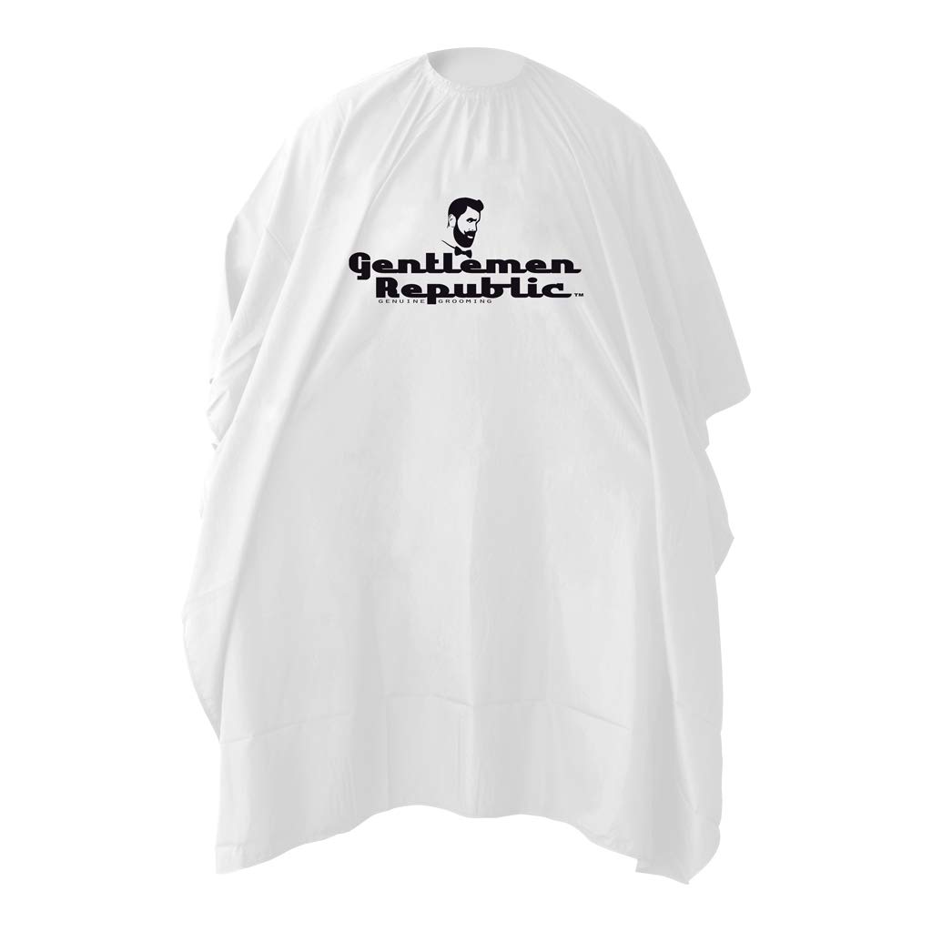 Gentlemen Republic White Cape - Barbers Cutting Cape with Clean White Gentlemen Republic Logo and Buttons