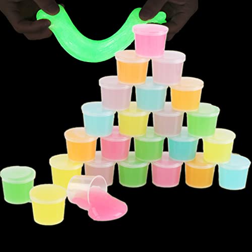 24 Pack Glow in The Dark Slime, Party Favors Slime, Crystal Galaxy Slime kit with Multi Colors - Blue, Pink, Yellow, Green, Orange and Purple Color, Birthday Gifts for Kids Girl and Boys 24 Pack Glow in The Dark Slime, Party Favors Slime, Crystal Galaxy Slime kit with Multi Colors - Blue, Pink, Yellow, Green, Orange and Purple Color, Birthday Gifts for Kids Girl and Boys