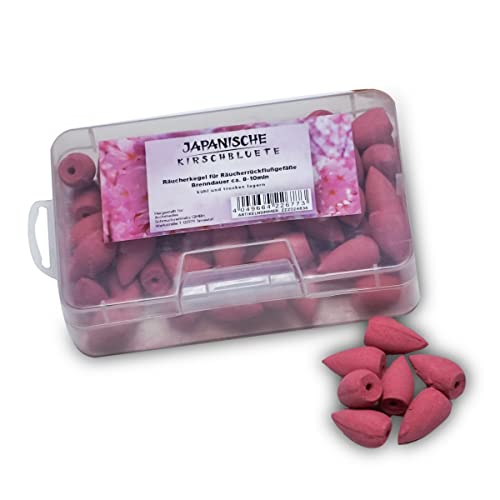 IMAGO 70 Stück Räucherkegel in verschiedenen Duftvarianten zum Auswählen, natürliche Rauchkegel, für Backflow, Rückfluss Räuchergefäß, Brunnen (Kirschblüte)