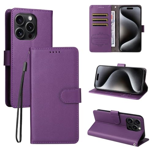 WOWUDI Funda para OPPO A16 4G / A16S / A54S,Nueva Piel de Vaca Leather Carcasas [3 Ranuras para Tarjetas] [Función de Soporte] Protección Todo Incluido Case Cover -Morado
