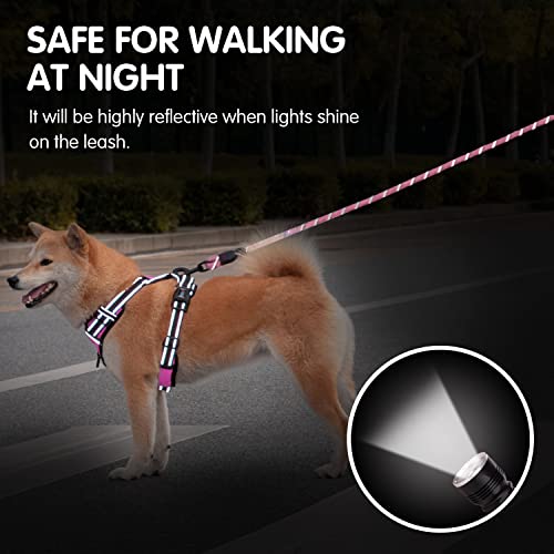 Phoepet 5 Feet Dog Leash Reflective Heavy Duty Padded Rubber Handle 360° No Tangles For Small Medium And Large Dogs(Bbay Pink) #TOP5