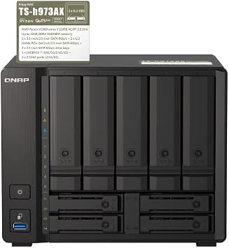 QNAP TS-h973AX-32G 9-Bay QuTS Hero NAS with 10GbE/2.5GbE Connectivity