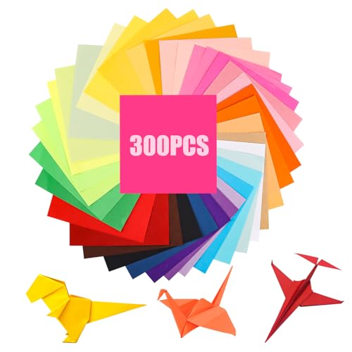 300 Blatt Buntes Origami-Papie , RISVOWO Buntes Papier, 15 x 15cm Doppelseitig Bastelpapier Bunt, Tonpapier, Papier Basteln für Diy Origami und...