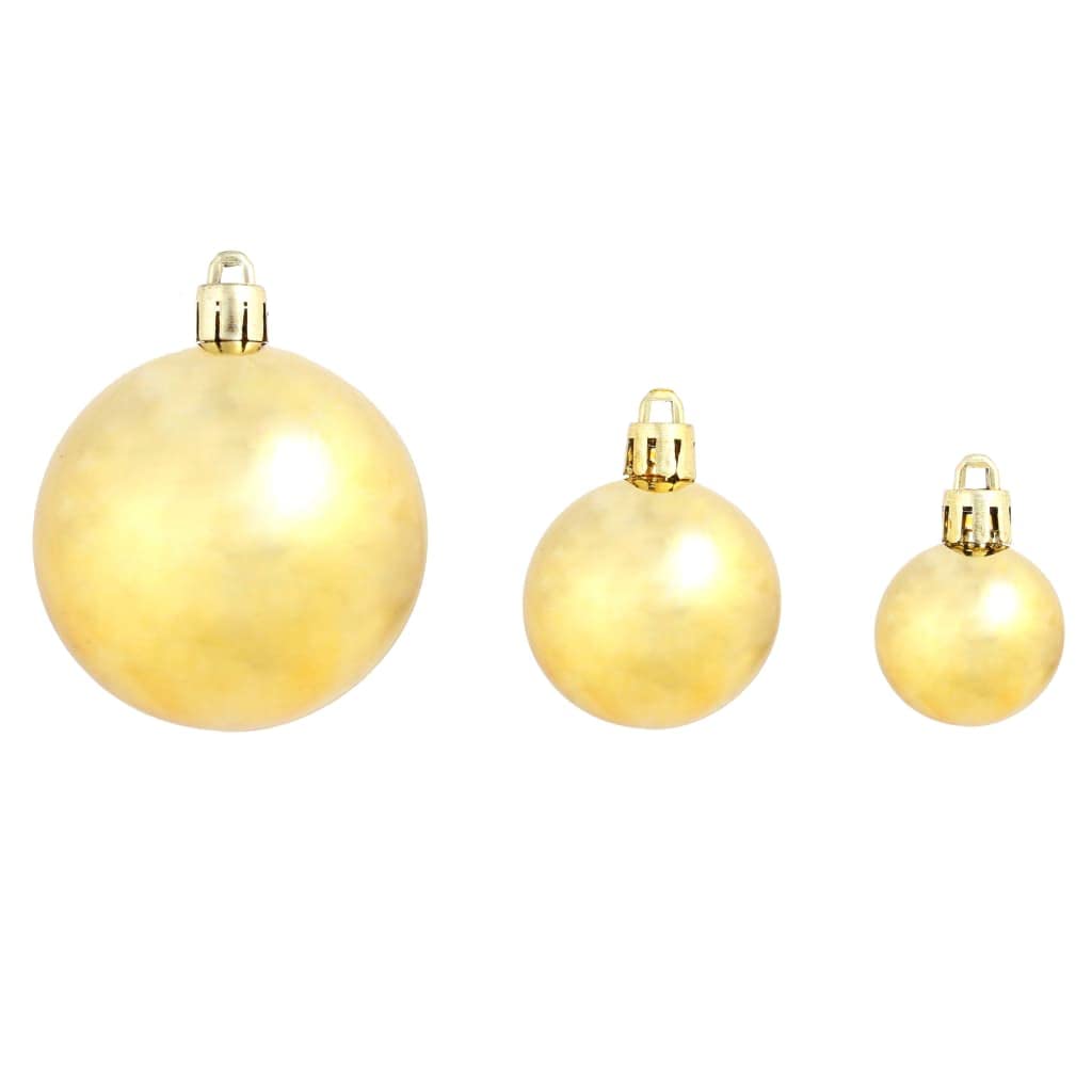 Juego de 100 bolas de Navidad doradas brillantes, plástico, 3/4/6 cm, con hilo, decoración tradicional festiva