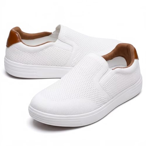 Image of konhill Mens Slip On Loafers Sneakers - Casual Knit Walking Shoes for Men, Lightweight Breathable Memory Foam Boat Shoes, Comfortable Slip-On Driving Loafers for Work Travel Beach