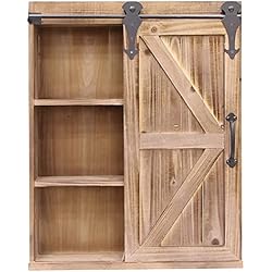 Melko Armario de pared para puerta corredera, armario con espejo, armario de pared, color marrón