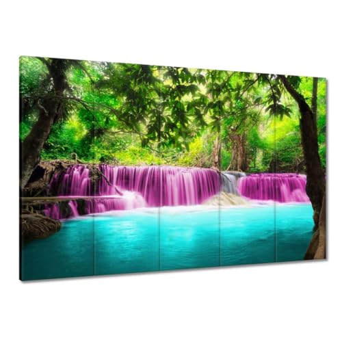 Peinture cascade colorée sur toile 100x70cm pour décoration murale de salon