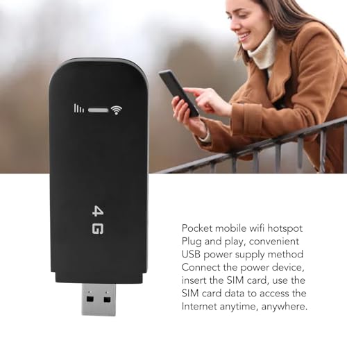 Image of Generic 4G LTE USB Portable WiFi Router, Support 10 Devices WPA WPA2 WiFi Encryption, with SIM Card Slot for Cell Phones Tablets Laptops Computers Smart TVs (Black)