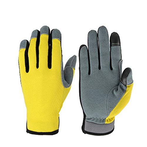 Safe for Pruning Roses Thick Deerskin Warm Autumn Winter Outdoor Climbing Cycling Gloves On The Second Floor Wear-resisting Touchscreen Gloves In Gardening (Color : Yellow, Size : S)
