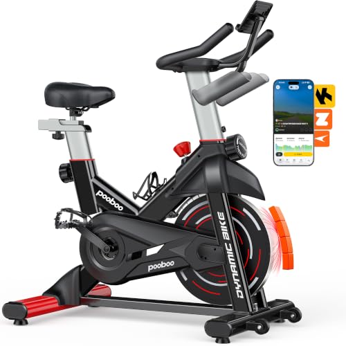Image of pooboo Magnetic Exercise Bike, Indoor Stationary Bicycle for Home with App
