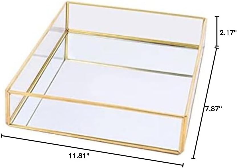 Tray Mirror Gold Mirror Tray Perfume Plate Makeup Plate Dressing Table Bathroom Products Garden Home 2019 selling - (Size: L, Color: S Style)