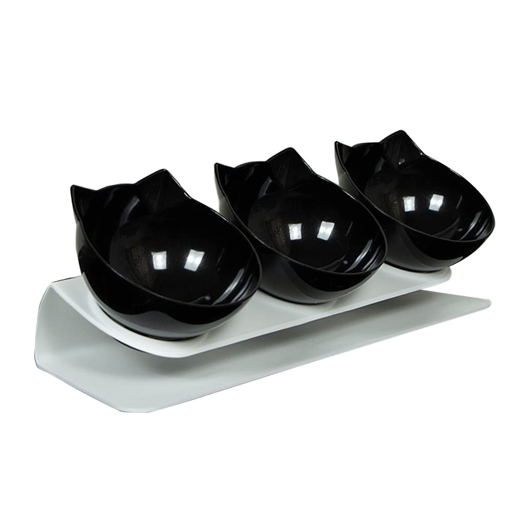 Elnwnnkc Cat Dog Feeding Bowl 15° Tilted Food Drinking Water Bowls Food Grade Neck Guard Raised Feeder for Puppy