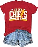 in My Game Day Era Football Shirts for Women Game Day Team Fans Outfits Graphic Soccer Lovers Mom Gift Tops Red